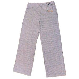 Womens Michael‎ Kors Linen Cotton Blend Striped Sailor Pants Wide Leg High Rise
